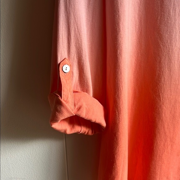 J.Jill Pink and Orange Ombre Button-Up Coastal Beach Lagen Look Shirt Sz Med - Picture 16 of 16